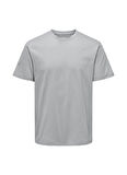 Only & Sons O Yaka Düz Gri Erkek T-Shirt ONSMAX LIFE SS STITCH TEE NOOS