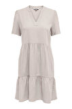 Only Kadın V Yaka Kısa Kollu Keten Elbise 