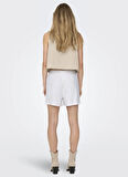 Only Orta Bel Rahat Beyaz Kadın Şort ONLCARO MW LINEN BL EMB SHORTS CC P