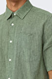Only & Sons Erkek Onscaıden Kısa Kollu Tek Cepli Keten Gömlek 22031805 Yeşil