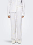 Only Orta Bel Rahat Beyaz Kadın Pantolon ONLCARO MW LINEN BL EMB WIDE PANT C