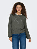 Only Kadın Yuvarlak Yaka Oversize Örme Kazak - 15339575