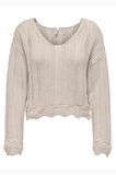 Only Kadın Regular Fit V Yaka Bej Örme Kazak - 15339529