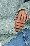 Only Kadın Regular Fit V Yaka Mavi Örme Kazak - 15339529