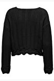 Only Kadın Regular Fit V Yaka Siyah Örme Kazak - 15339529