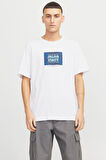 JJHUDSON TEE SS CREW NECK LN  BEYAZ