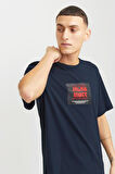 JJHUDSON TEE SS CREW NECK LN LACİVERT