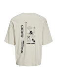 Jack & Jones Bisiklet Yaka Bej Erkek T-Shirt 12273506_JJALMOS TEE SS CREW NECK