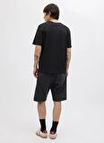 Jack & Jones Bisiklet Yaka Siyah Erkek T-Shirt 12269324_JJHAWAII SHAPE TEE SS CREW