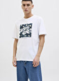 Jack & Jones Bisiklet Yaka Beyaz Erkek T-Shirt 12269324_JJHAWAII SHAPE TEE SS CREW
