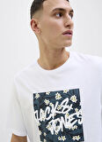 Jack & Jones Bisiklet Yaka Beyaz Erkek T-Shirt 12269324_JJHAWAII SHAPE TEE SS CREW