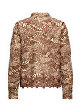 Only Normal Gömlek Yaka Desenli Bordo Kadın Gömlek ONLLOU LIFE EMB L/S SHIRT PTM