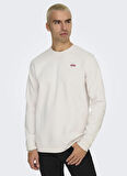 Only & Sons O Yaka Beyaz Erkek Sweatshırt ONSDAWSON REG CREW VD