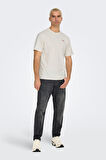 Only & Sons Erkek Onsdawson Regular Fit Kısa Kollu %100 Pamuk T-Shirt 22033190 Ekru