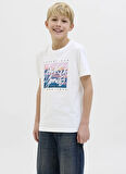 Jack & Jones Baskılı Beyaz Erkek Çocuk T-Shirt 12269809