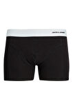 Jack & Jones Erkek Jacsense 3'lü Boxer 12276566 Siyah-Beyaz