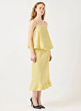 Yas Pilise Yarım balıkçı Yaka Düz Açık Sarı Kadın Gömlek YASRIVA HW MIDI SKIRT - SHOW