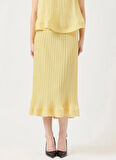 Yas Pilise Yarım balıkçı Yaka Düz Açık Sarı Kadın Gömlek YASRIVA HW MIDI SKIRT - SHOW