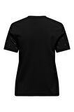 Only Kadın Onlglobe Taş Detaylı Sıfır Yaka %100 Pamuk T-Shirt 15342984 Siyah