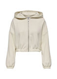 Only Kapüşon Yaka Düz Krem Kadın Sweatshırt ONLSCARLETT LIFE LS ZIP HOOD SWT NO