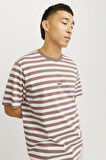 JORVESTERBRO NEWTON STRIPE TEE SS CN BORDO-BEYAZ