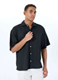 Jack & Jones Geniş Fit Siyah Erkek Gömlek 12271066_JORPAROS OVERSIZED SHIRT S