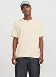 Jack & Jones Bisiklet Yaka Krem Erkek T-Shirt 12272996_JORSPLIT BACK TEE SS CREW