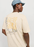 Jack & Jones Bisiklet Yaka Krem Erkek T-Shirt 12272996_JORSPLIT BACK TEE SS CREW
