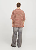 Jack & Jones Geniş Fit Kızıl Kahve Erkek Gömlek 12271103_JORMARSHALL ISLINGTON AOP
