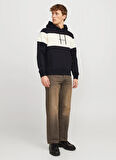Jack & Jones Kapüşon Yaka Siyah Erkek Sweatshırt JORVESTERBRO BLOCK SWEAT HOOD STYD
