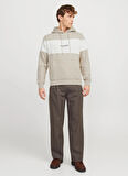 Jack & Jones Kapüşon Yaka Bej Erkek Sweatshırt JORVESTERBRO BLOCK SWEAT HOOD STYD