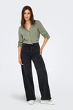 Only Onlyasmin Keten Karışımlı Regular Fit Klasik Yaka Gömlek Bayan GÖMLEK 15349102 HAKİ