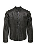 Only & Sons Normal Siyah Erkek Ceket ONSMIKE PU RACER JACKET OTW NOOS