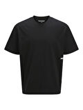 Jack Jones Erkek Jcounion Small Print Bisiklet Yaka Siyah Tişört 12273440