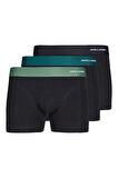 Jack & Jones Erkek Jacnıck 3'lü Boxer 12272454 Siyah-Yeşil