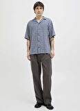 Jack & Jones Rahat Mavi Erkek Gömlek 12273289_JPRBLUVINCENT PRINT RESORT