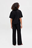 JJXX Kadın Jxmıllıe Dantel Detaylı Elastik Bel Bantlı %100 Pamuk Pantolon 12271700 Siyah