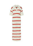 Yas Polo Yaka Çizgili Ekru Uzun Kadın Elbise YASLANA 2/4 MAXI KNIT DRESS S.