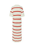 Yas Polo Yaka Çizgili Ekru Uzun Kadın Elbise YASLANA 2/4 MAXI KNIT DRESS S.