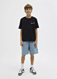 Jack & Jones Baskılı Siyah Erkek Çocuk T-Shirt 12278373
