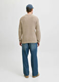 Jack & Jones Bisiklet Yaka Normal Bej Erkek Kazak 12278816_JJEDOVER KNIT CREW NECK SN