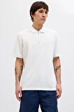 Jack & Jones Erkek Jjeaustın Polo Yaka Fermuar Kapamalı T-Shirt 12279177 Beyaz