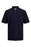 Jack & Jones Erkek Jjeaustın Polo Yaka Fermuar Kapamalı T-Shirt 12279177 Lacivert