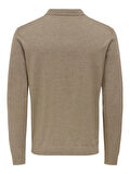 ONSLOUI REG 12 LS MEL POLO KNIT NOOS Erkek Kahverengi T-Shirt - 22033758