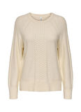 Only O Yaka Rahat Örgü Desenli Krem Kazak Kadın ONLKATIA LS CABEL LS O-NECK CC KNT