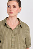 JDY Kadın Jdypower Çizgili Kısa Kollu Gömlek 15347235 Haki