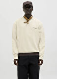 Jack & Jones Bisiklet Yaka Krem Erkek Sweatshırt 12279531_JJEDOVER PRINT SWEAT CREW