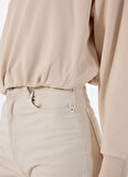 Vero Moda Bisiklet Yaka Krem Kadın Sweatshırt VMVIANA LS BALLOON SWEAT JRS GA
