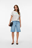 Vero Moda Kadın Vmsımone Kısa Kollu %100 Pamuk T-Shirt 10328170 Beyaz