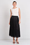 Vero Moda Kadın Vmvıps Pileli Beli Lastikli Maxi Etek 10328017 Siyah